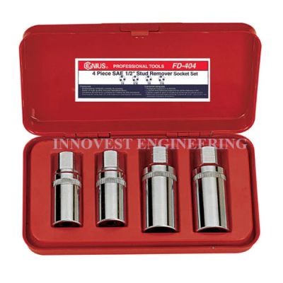 Genius 4 Piece 1/2″ Stud Remover Socket Set – Inch