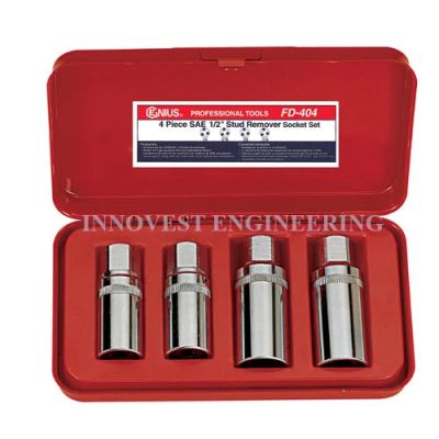 Genius 4 Piece 1/2″ Stud Remover Socket Set – Metric