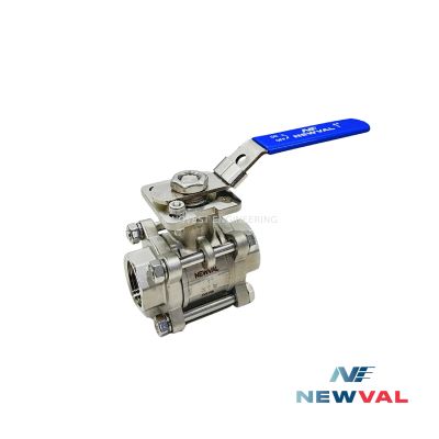NEWVAL BV408MP SS316 3PC BODY BALL VALVE WITH ISO MOUNTING PAD, THREADED END