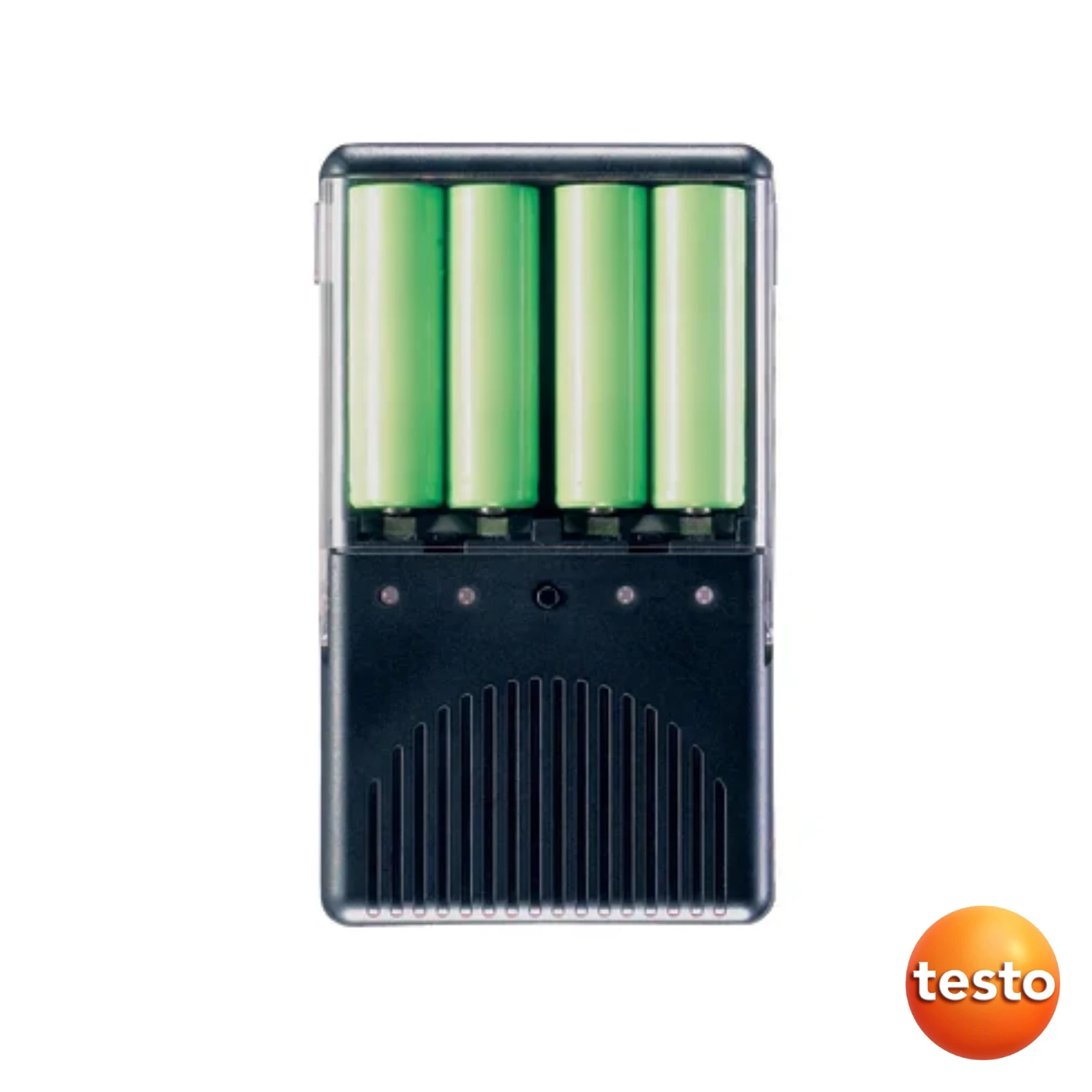 Testo External Fast Charger for 1-4 AA Rech. Batteries, Incl. 4 Ni-MH Rech. Batteries with Individual Cell Charging and Charge Control Display