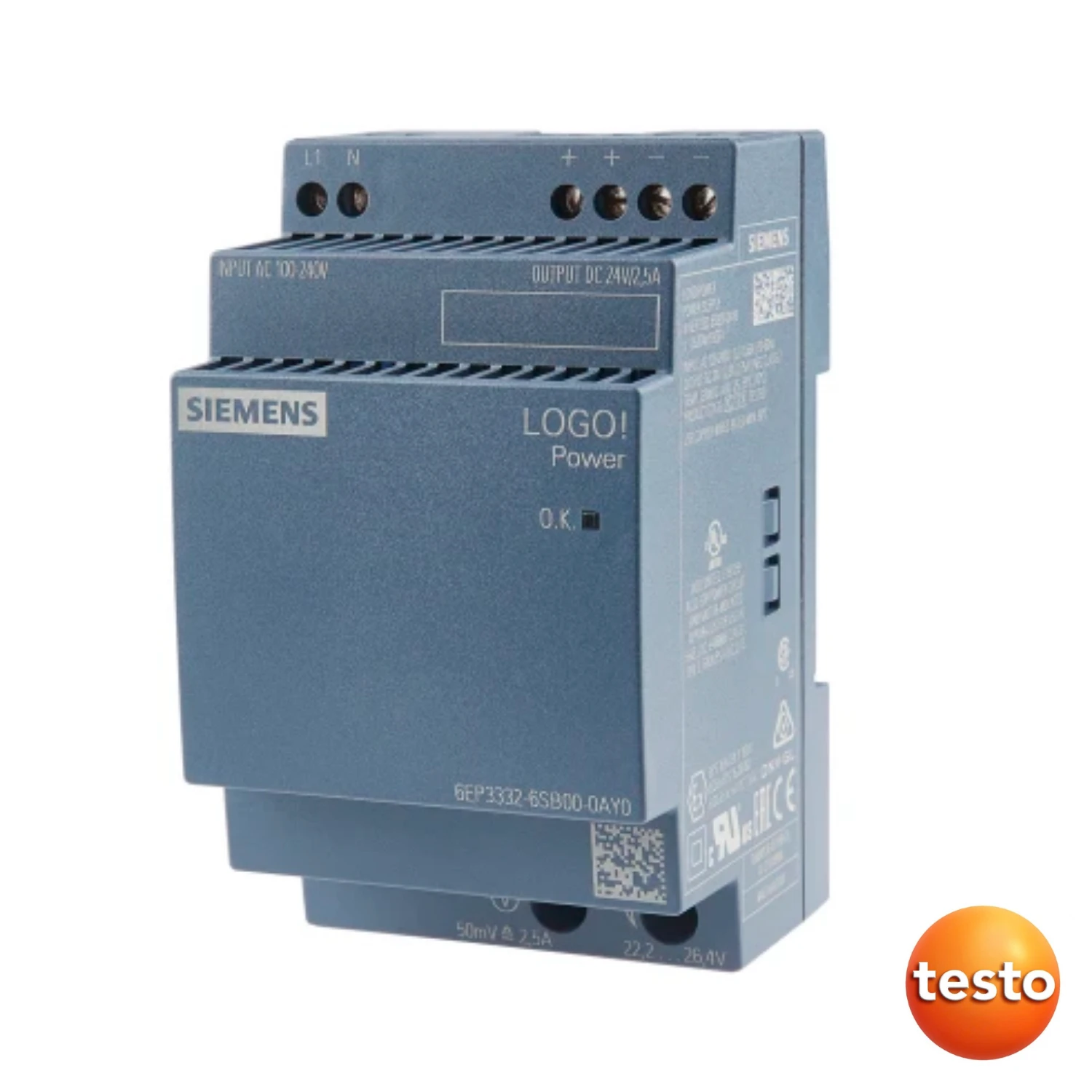Testo Top-Hat Rail Mains Unit
