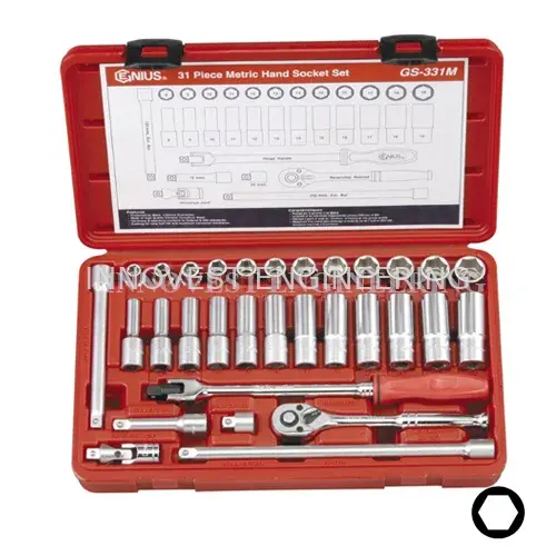 Genius 31 Piece 3/8″ Drive Deep Hand Socket Set – Metric