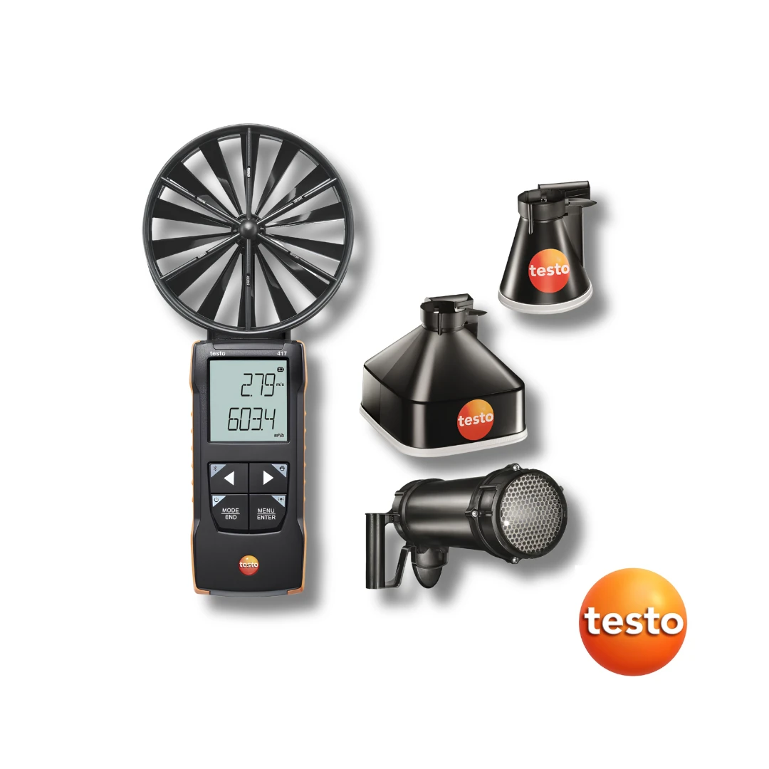 Testo 417 Kit 2 - Vane Anemometer with Funnels & Flow Straightener