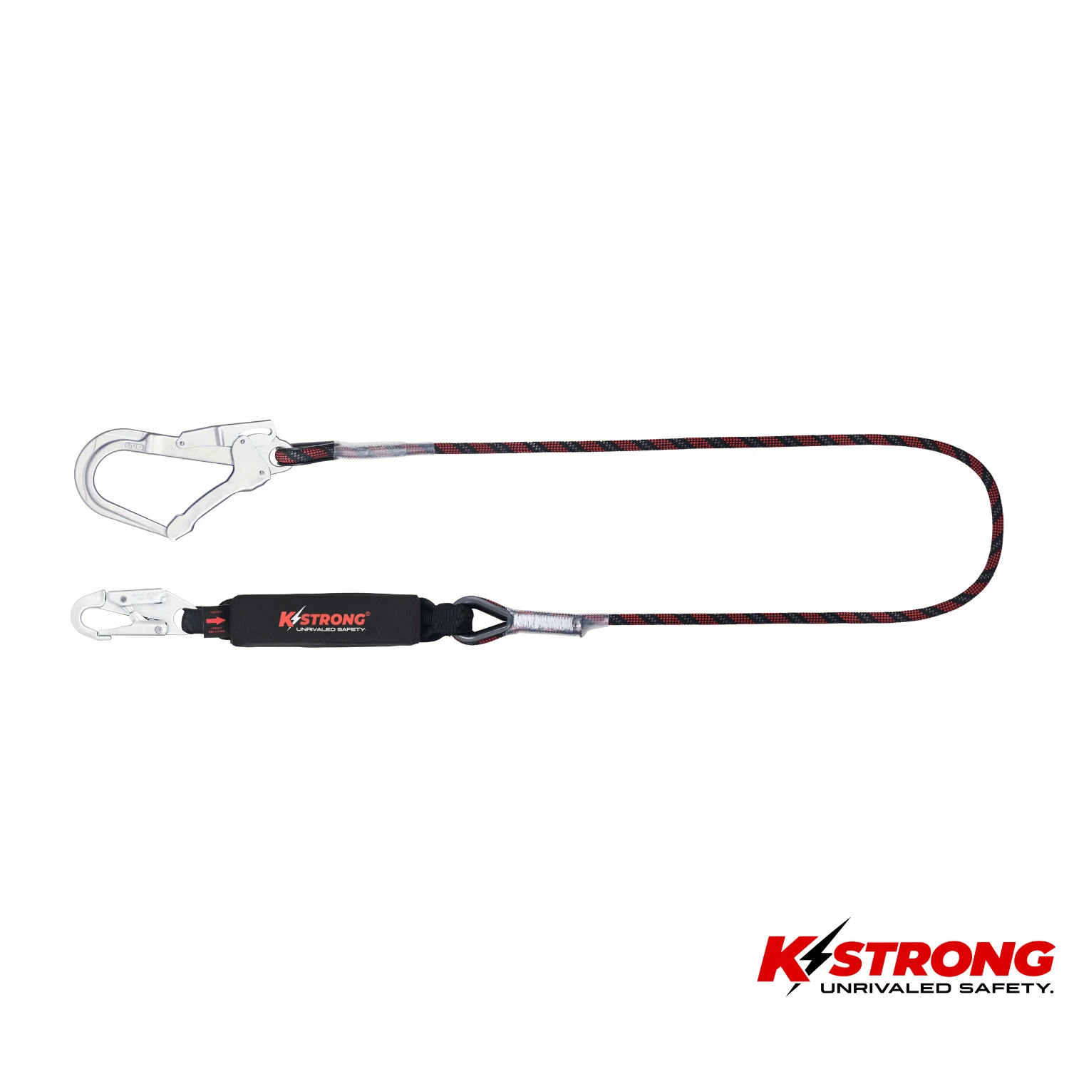 K STRONG Elite Sharp Edge Kernmantle Rope Energy Absorbing Lanyard c/w Steel Snap & Scaffold Hooks