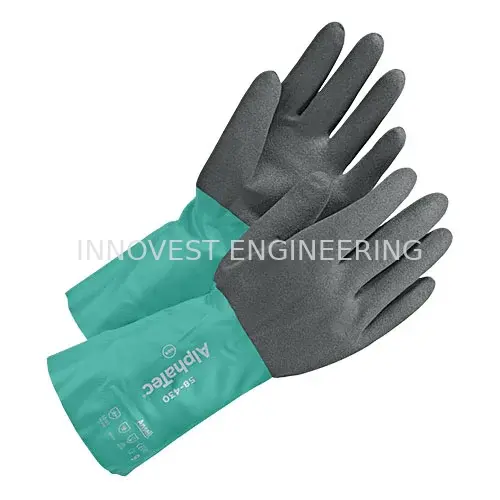 AlphaTec® 58-435 Glass Green Nitrile Shell with Anthracite Grey Drip Grip Glove