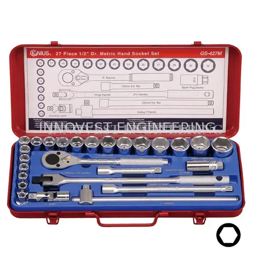 Genius 27 Piece 1/2″ Drive Hand Socket Set – Metric