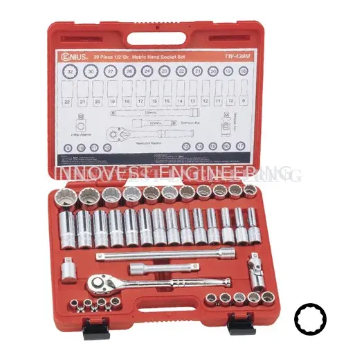 Genius 39 Piece 1/2″ Drive Deep Hand Socket Set – Metric
