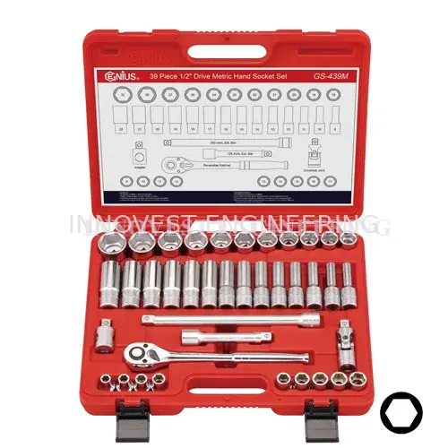 Genius 39 Piece 1/2″ Drive Hand Socket Set – Metric