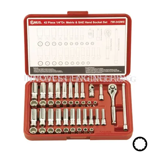 Genius 42 Piece 1/4″ Drive Hand Socket Set – Metric & Inch