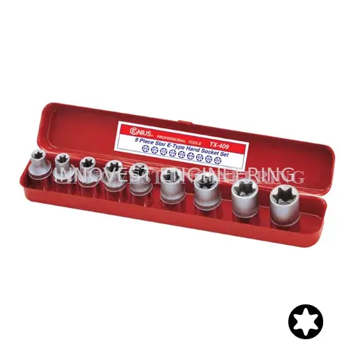 Genius 9 Piece 1/2″ Drive Star Hand Socket Set