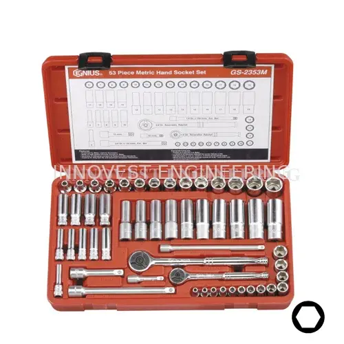 GS-2353M Genius 53 Piece 1/4″ & 3/8″ Drive Deep Hand Socket & Set – Inches