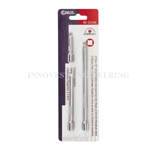 Genius 1/4″ Wobble Extension Bar Set