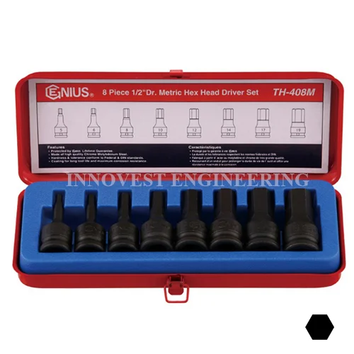 Genius 8 Pieces 1/2″ Hex Head Driver Set – Inches