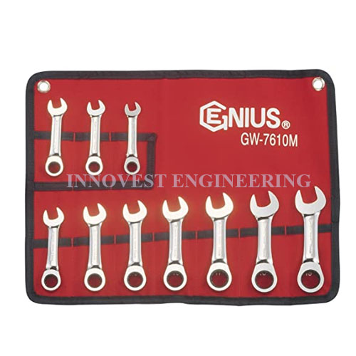 Genius 10 Piece Stubby Combination Ratcheting Wrench Set – Metric
