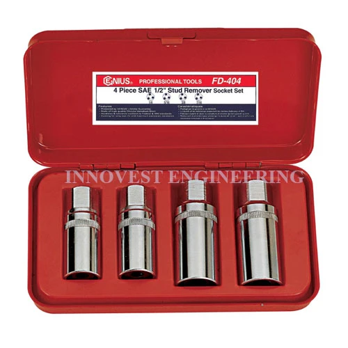 Genius 4 Piece 1/2″ Stud Remover Socket Set – Inch