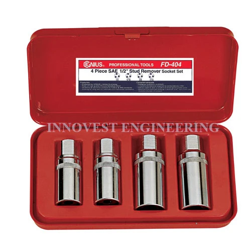 Genius 4 Piece 1/2″ Stud Remover Socket Set – Metric