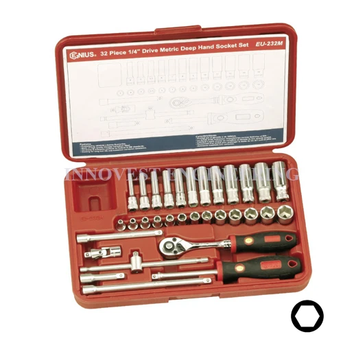 Genius 32 Piece 1/4″ Drive Hand Socket Set – Metric