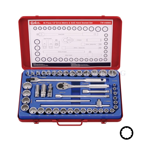 Genius 46 Piece 1/2″ Drive Hand Socket Set – Metric & Inches
