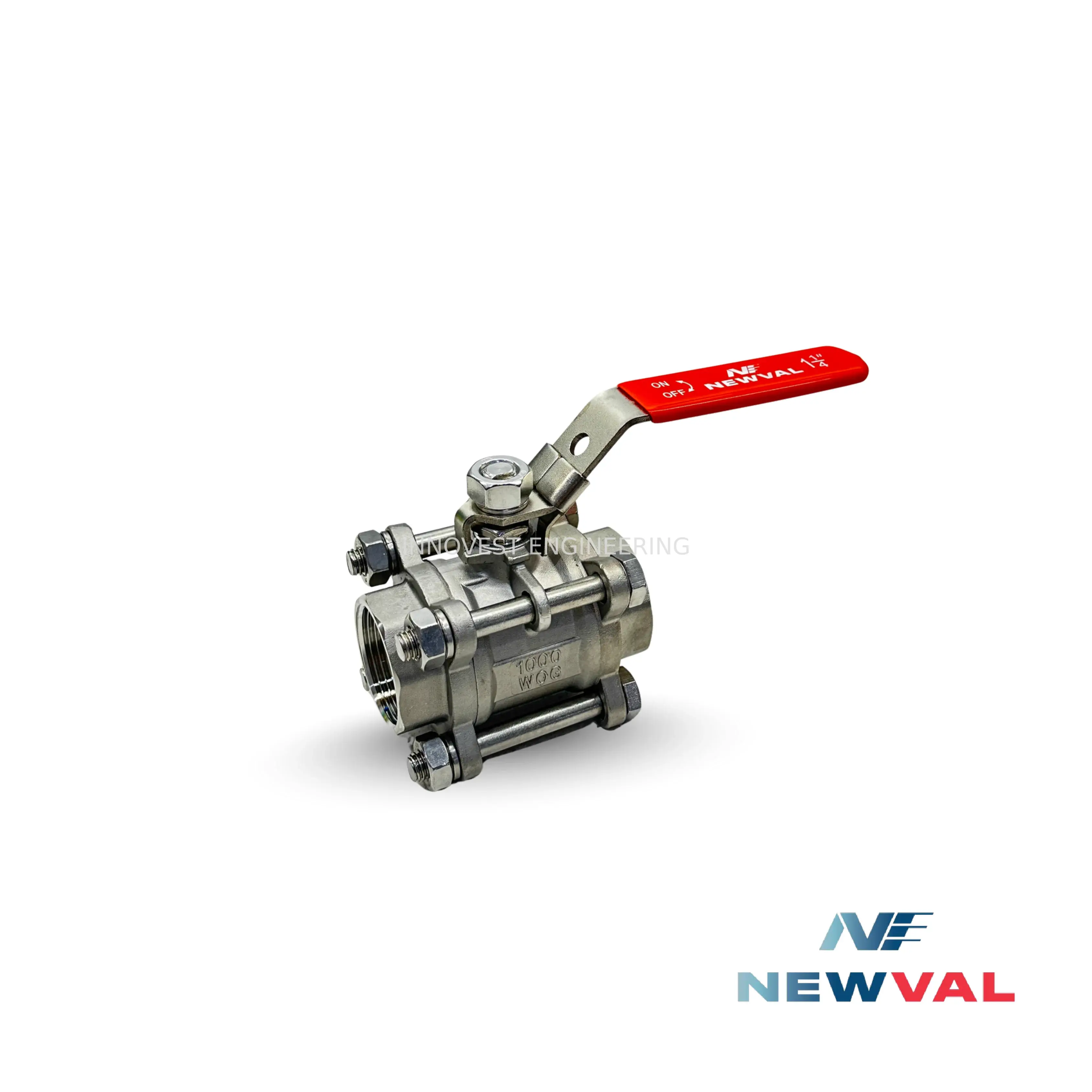 NEWVAL MV408 SS316 3PC BODY BALL VALVE, THREADED END