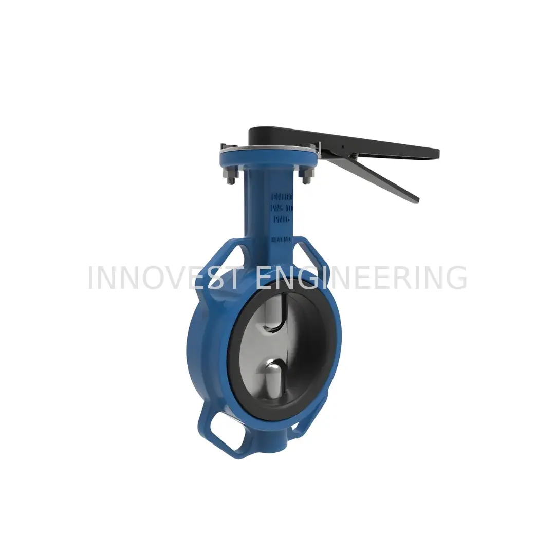 BELVEN BV10 DUCTILE IRON BUTTERFLY VALVE, WAFER TYPE WITH LEVER OPERATED, NBR, SS304