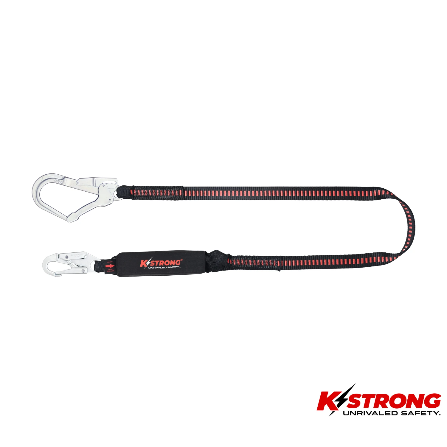 K STRONG Elite Shock Absorbing Lanyard Webbing with Steel Scaffold and Steel Snap Hook