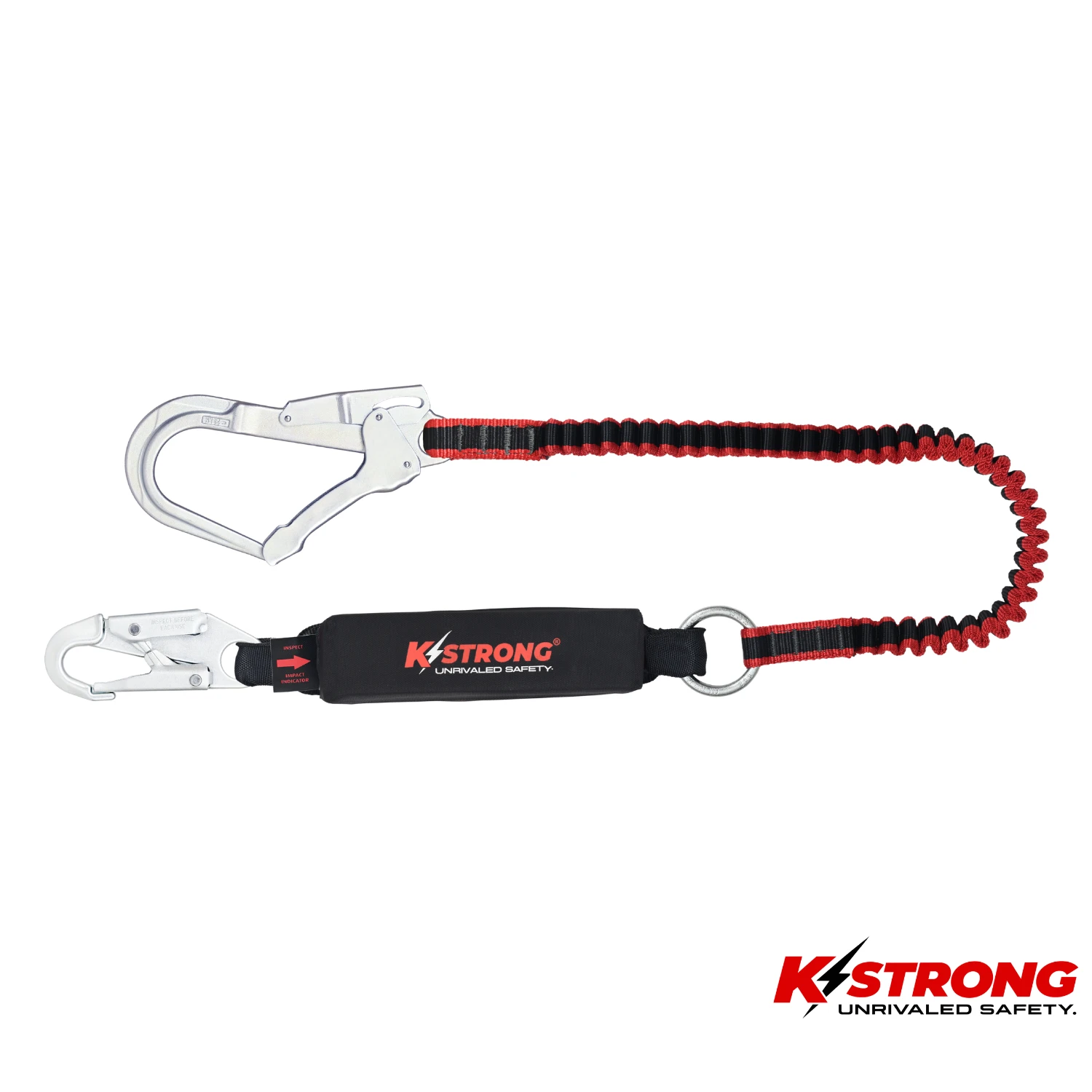 K STRONG Elite Shock Absorbing Elasticated Webbing Lanyard with Snap & Scaffold Hooks
