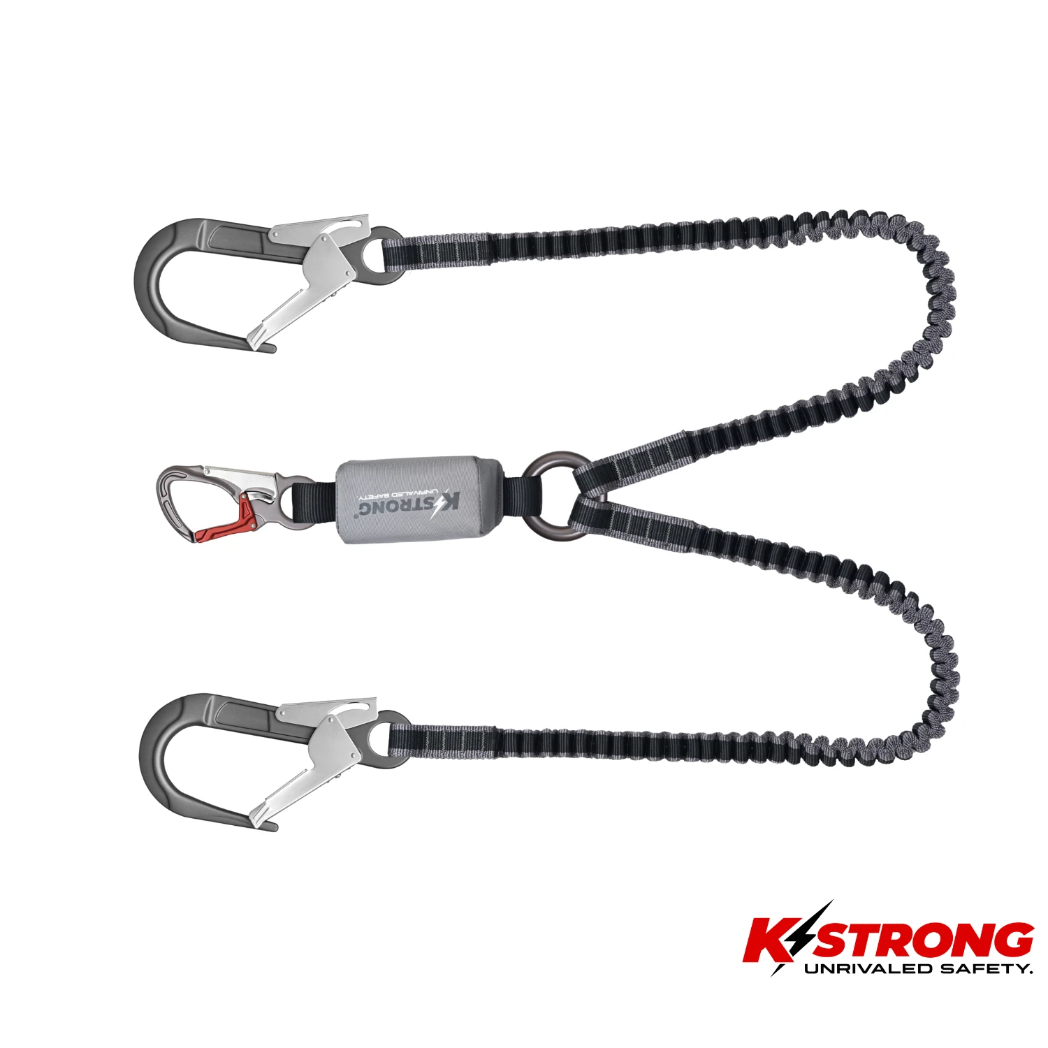 K STRONG Epic Shock Absorbing Elasticated Double Leg Lanyard With Aluminum Snap Hooks & Scaffold Hooks