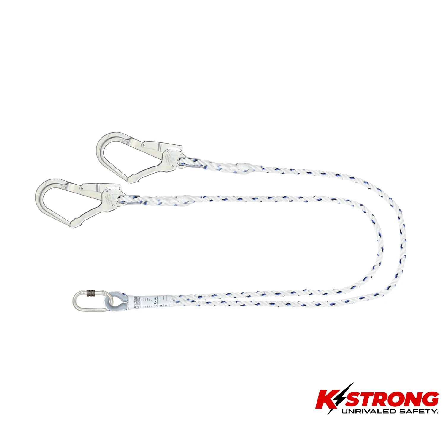 K STRONG Essential Restraint Twisted Rope Lanyard Steel Scaffold Hook and Karabiner
