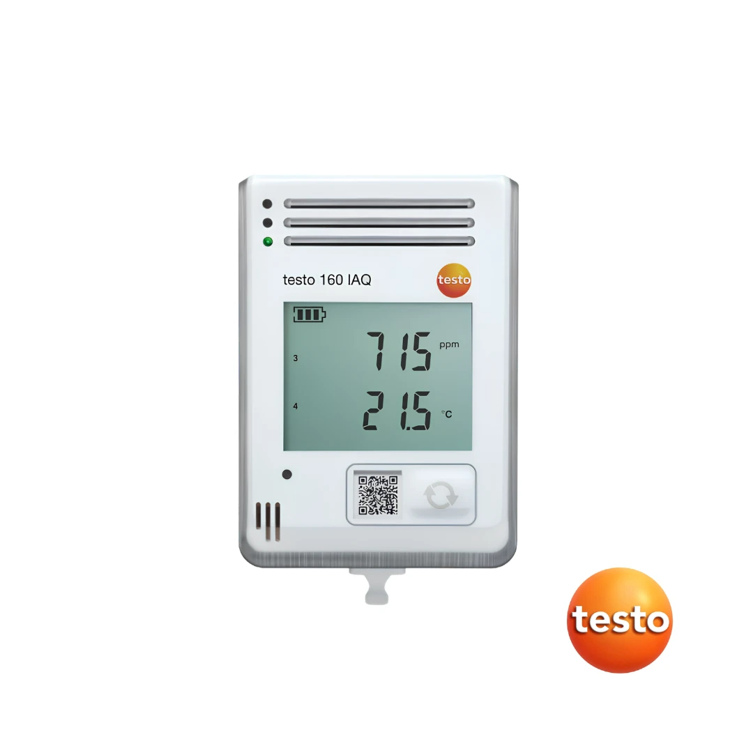Testo 160 IAQ - WiFi Data Logger with Display and Integrated Sensors for Temperature, Humidity, CO 2 and Atmospheric Pressure