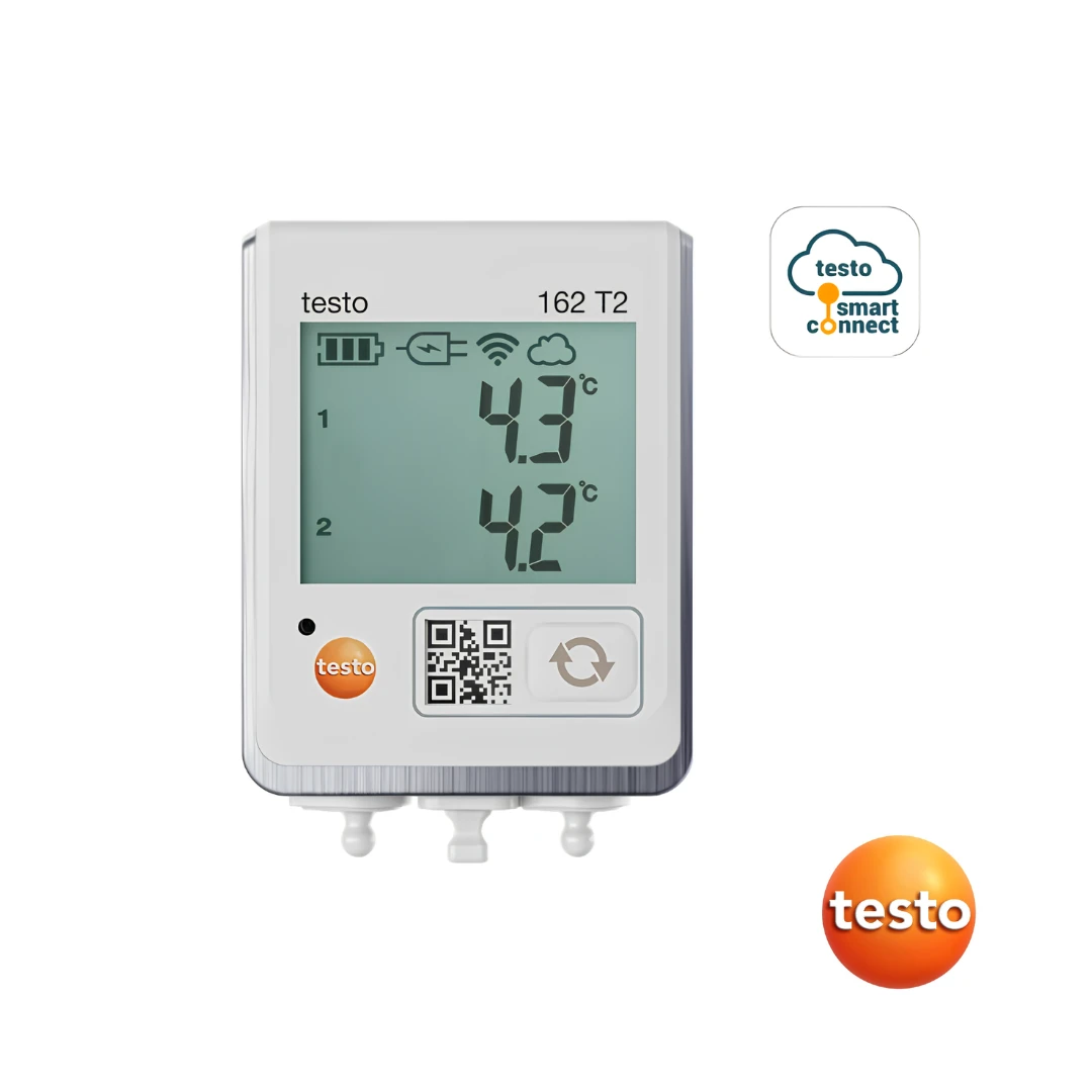 Testo 162 T2 - Online Data Logger with Display and 2 Connections for NTC Temperature Probes