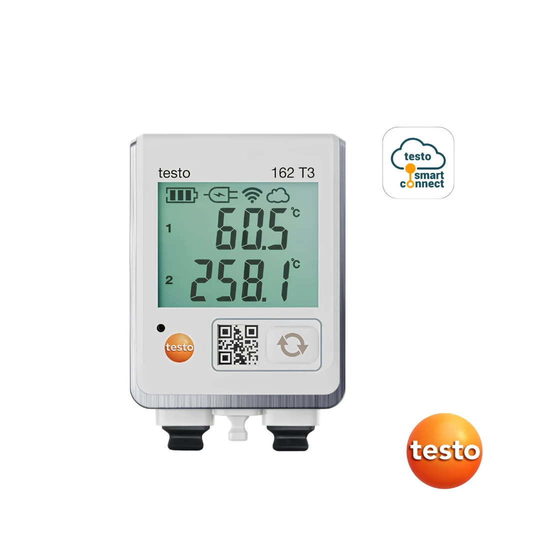 Testo 162 T3 - Online Data Logger with Display and 2 Connections for TC Temperature Probes