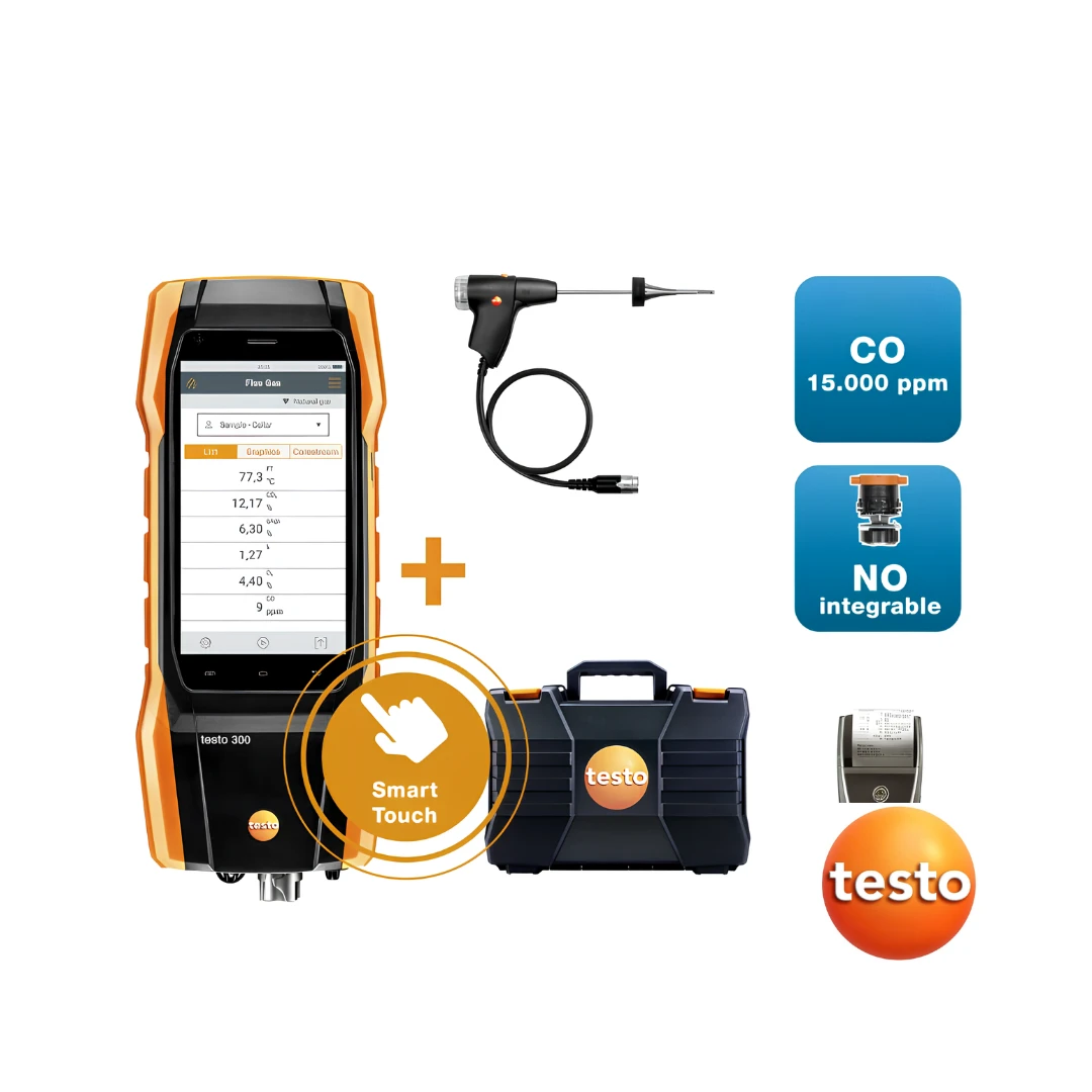 Testo 300 Longlife Kit 4 with Printer - Flue Gas Analyzer (O 2 , CO up to 15,000 ppm, NO - Can Be Retrofitted)