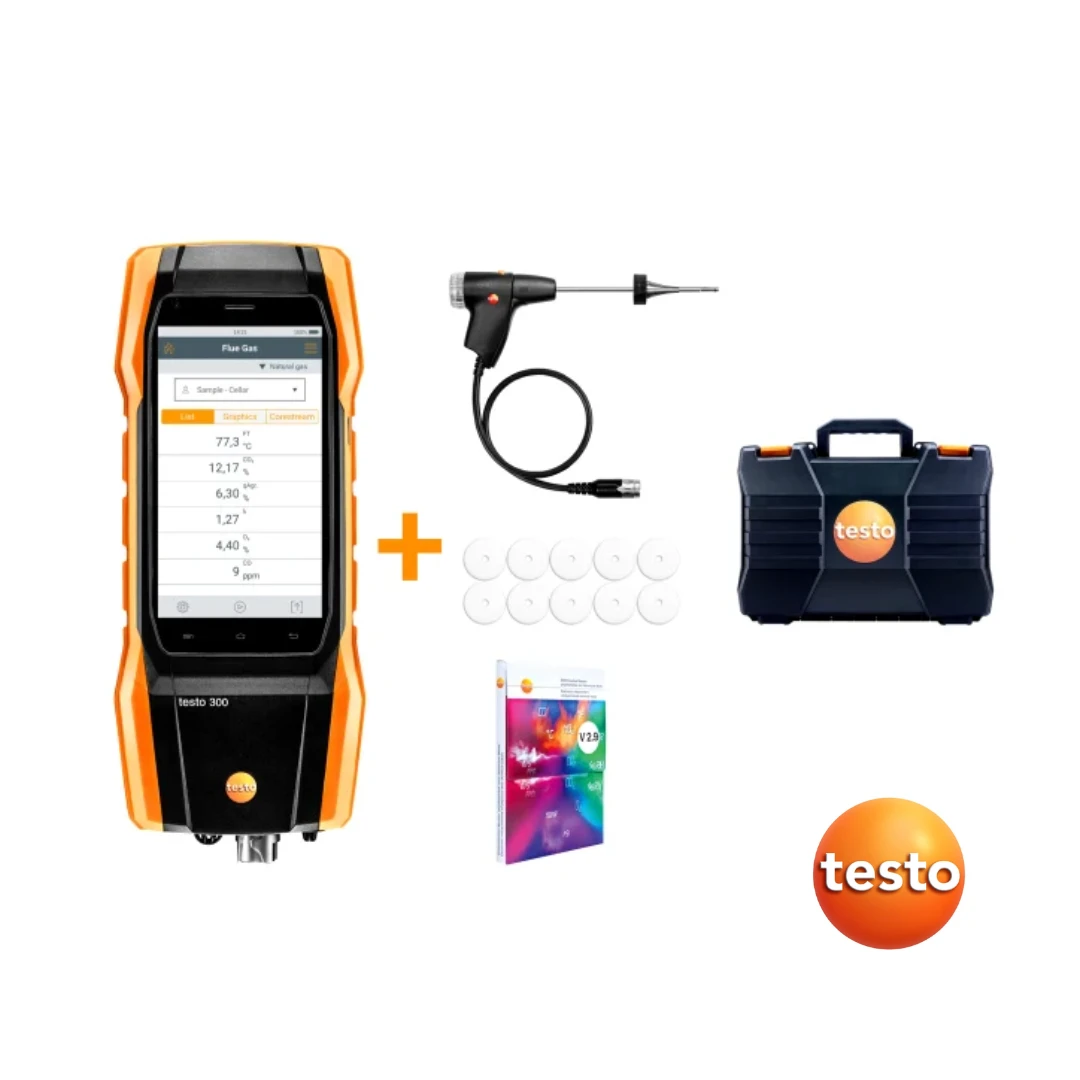 Testo 300 Longlife Kit 4 - Flue Gas Analyzer (O 2 , CO up to 15,000 ppm, NO - Can Be Retrofitted)