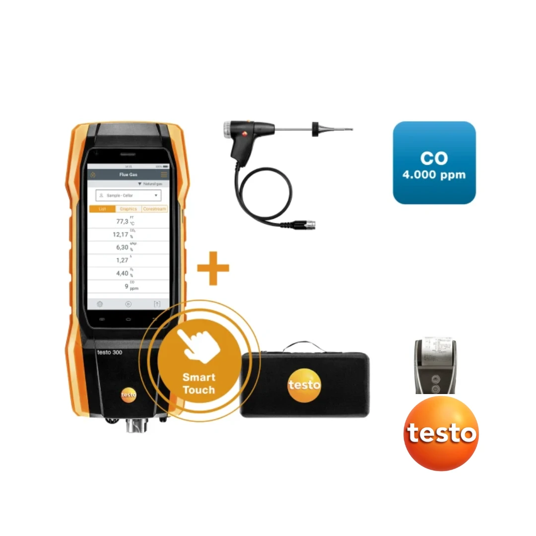 Testo 300 Kit 1 with Printer - Flue Gas Analyzer (O 2 , CO up to 4,000 ppm)