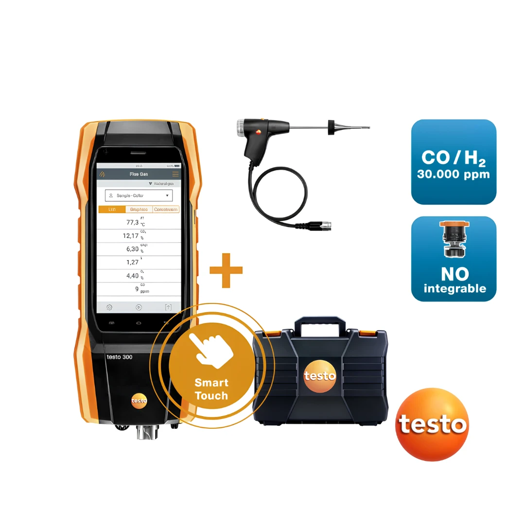 Testo 300 Longlife - Flue Gas Analyzer (O 2 , CO H 2 -Compensated up to 30,000 ppm, NO - Can Be Retrofitted) (0633-3004-83)