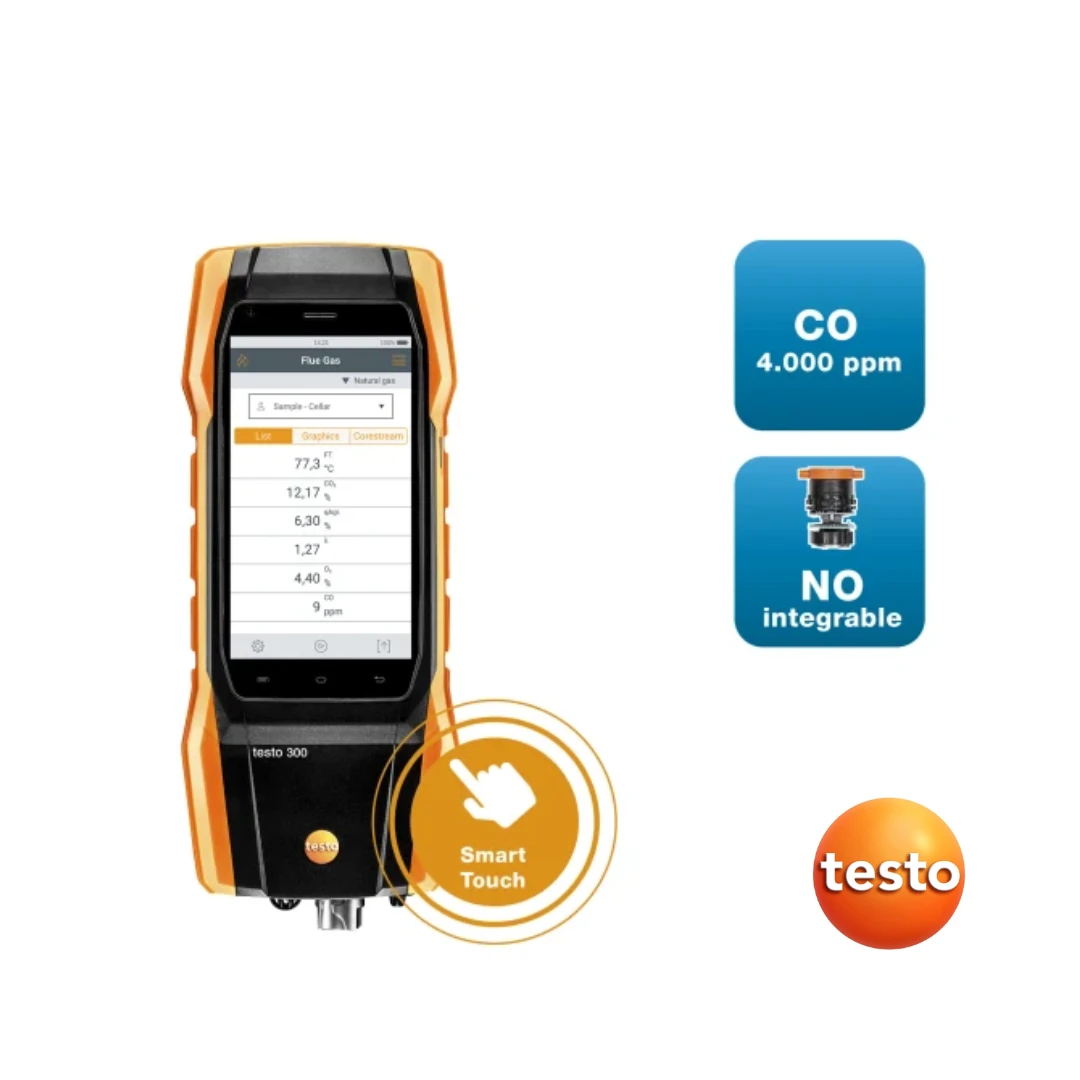 Testo 300 Longlife - Flue Gas Analyzer (O 2 , CO up to 4,000 ppm, NO - Can Be Retrofitted)