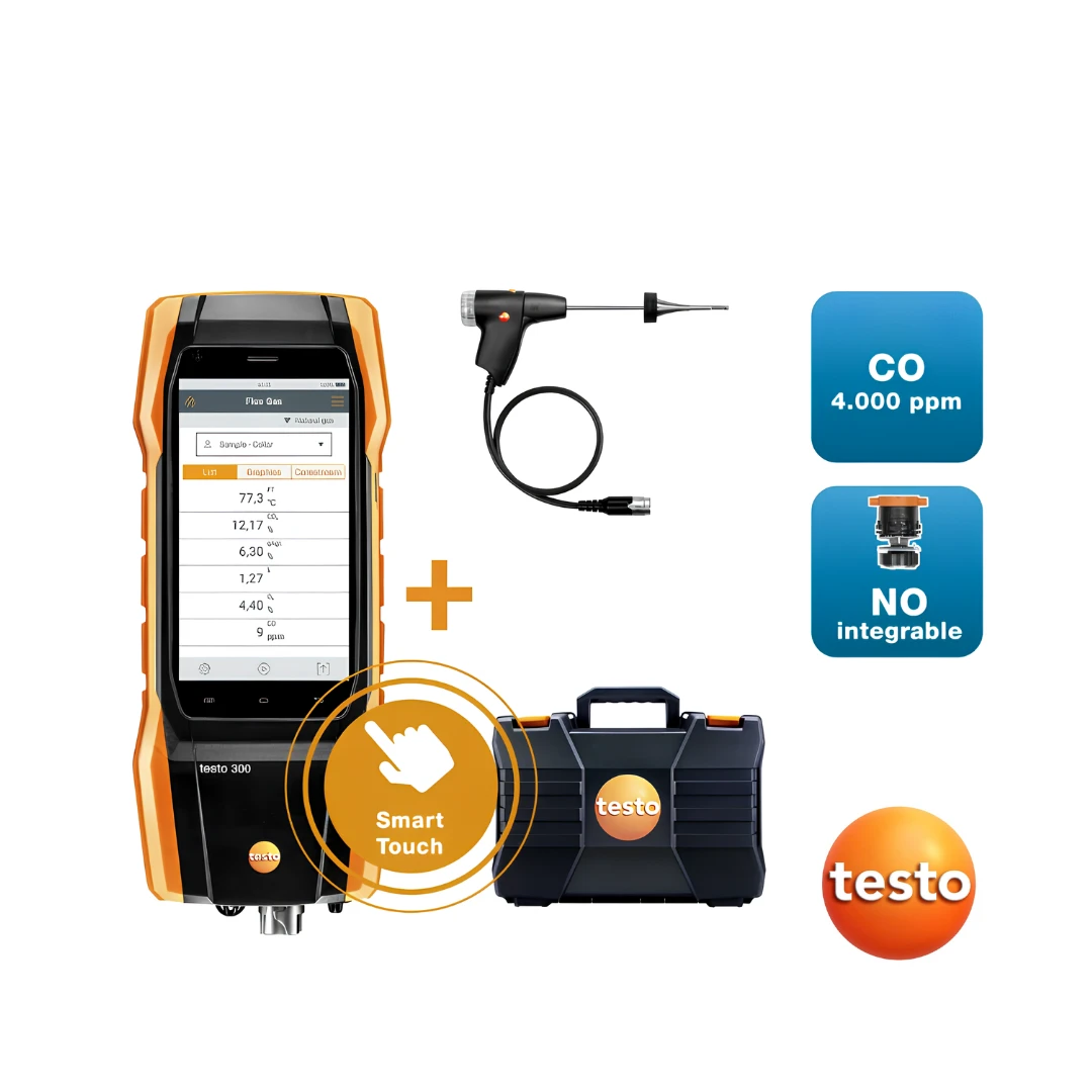 Testo 300 Longlife Kit 1 - Flue Gas Analyzer (O 2 , CO up to 4,000 ppm, NO - Can Be Retrofitted)