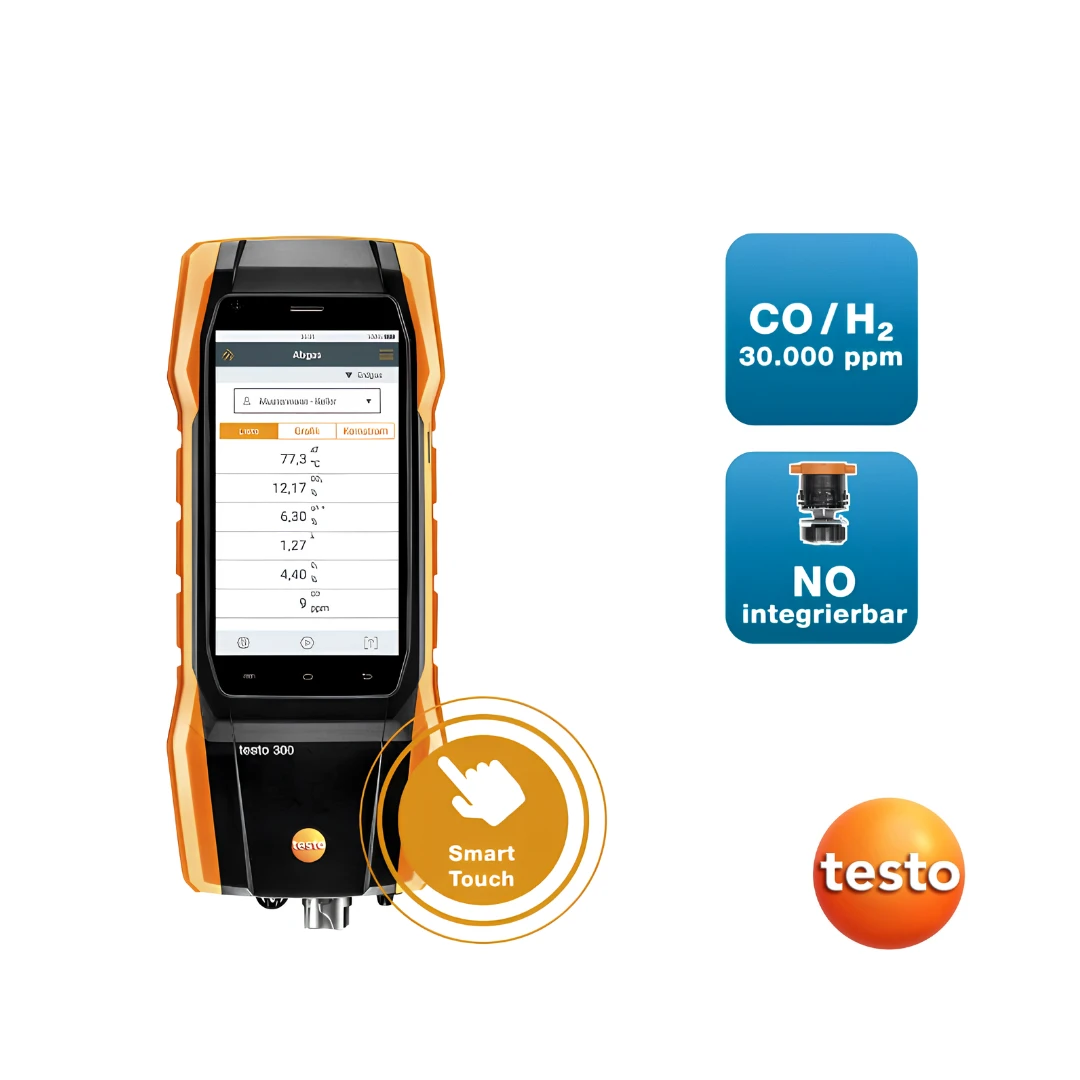 Testo 300 Longlife Kit 2 - Flue Gas Analyzer (O 2 , CO H 2 -Compensated up to 30,000 ppm, NO - Can Be Retrofitted)