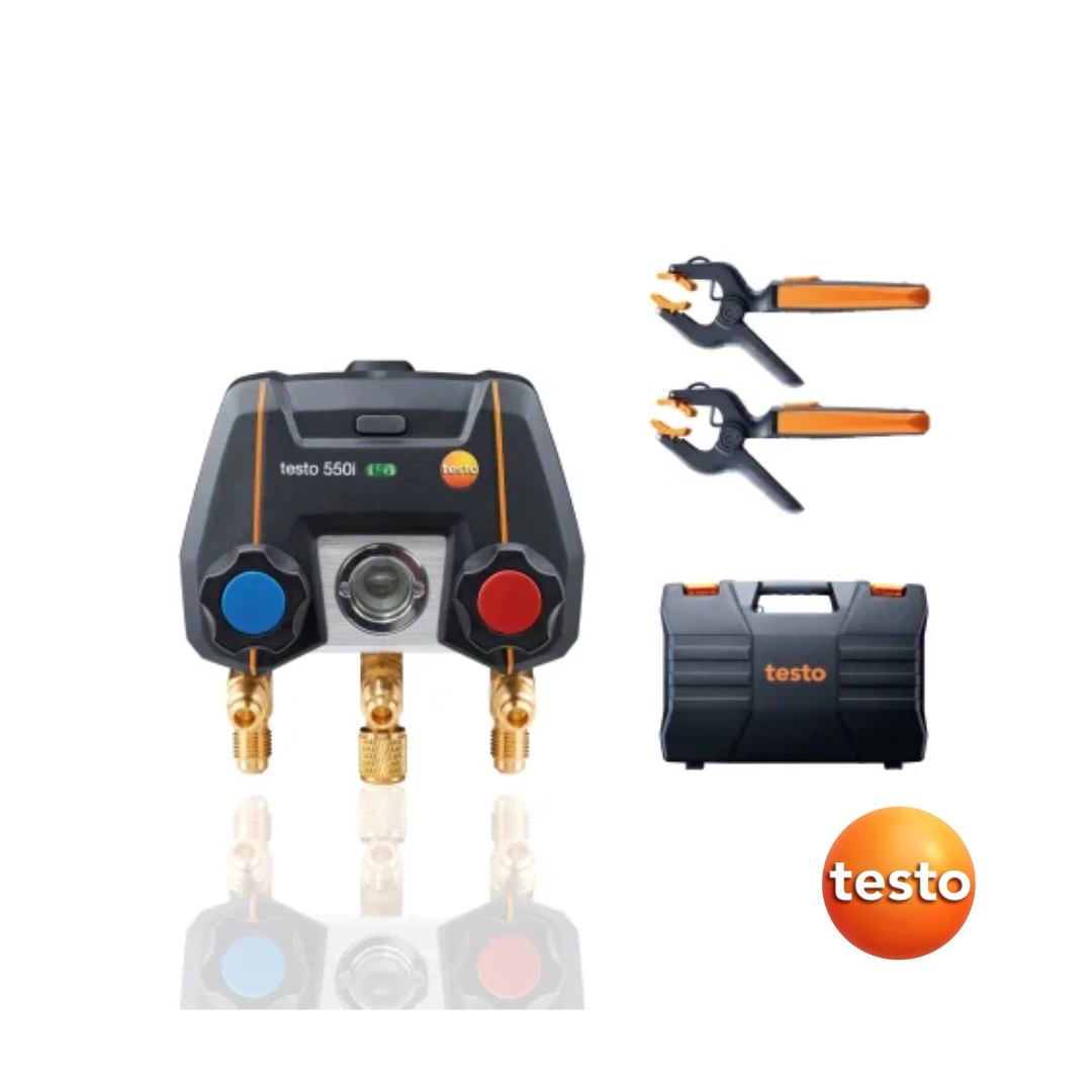Testo 550i Smart Kit - App-Controlled Digital Manifold with Wireless Clamp Temperature Probes (NTC)